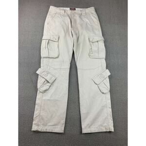 Vintage Matchstick Cargo Pants Men M 30 Cotton Multi Pocket Zip Utility Workwear